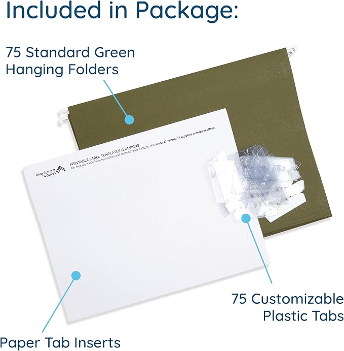 Blue Summit Supplies Hanging File Folders, 75 Pack, Reinforced Hanging Folders - Image 2