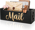Mail Organizer Mail Holder Countertop, Rustic Wooden Mail Basket Mail Tray by Botop