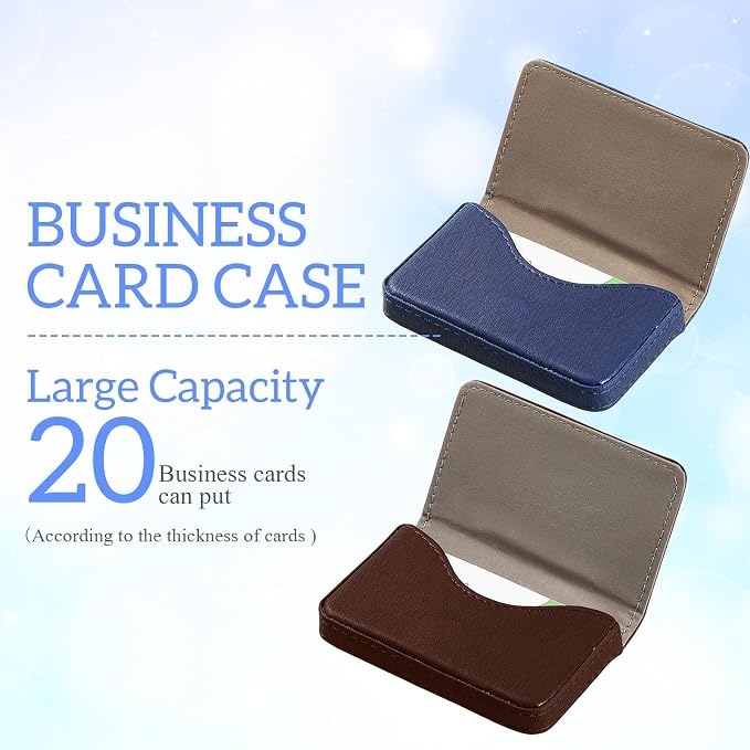 Outus 2 Pcs Business Card Holder, PU Leather Business Card Case Pocket Wallet - Image 4