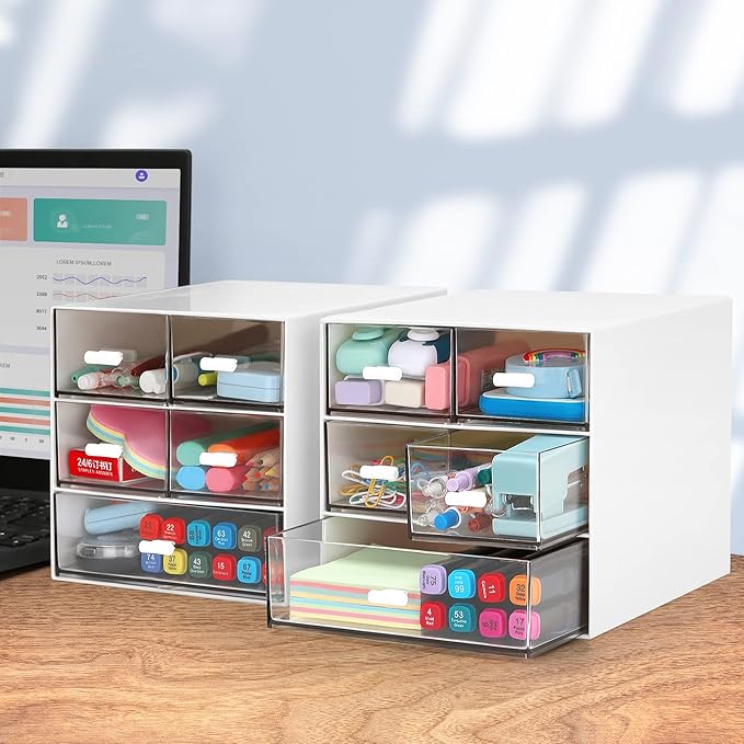 Desk Organizer with 5 Drawers, Rectangular Office Stationery Supplies Desktop - Image 2