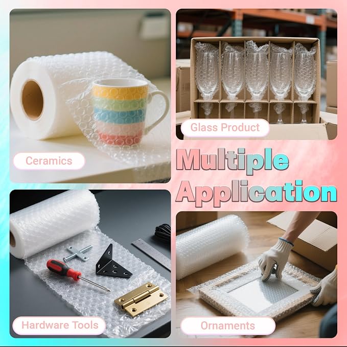 12 in x 45 ft Clear Bubble Cushioning Wrap, 3Roll Protective Bubble Packing Roll - Image 5