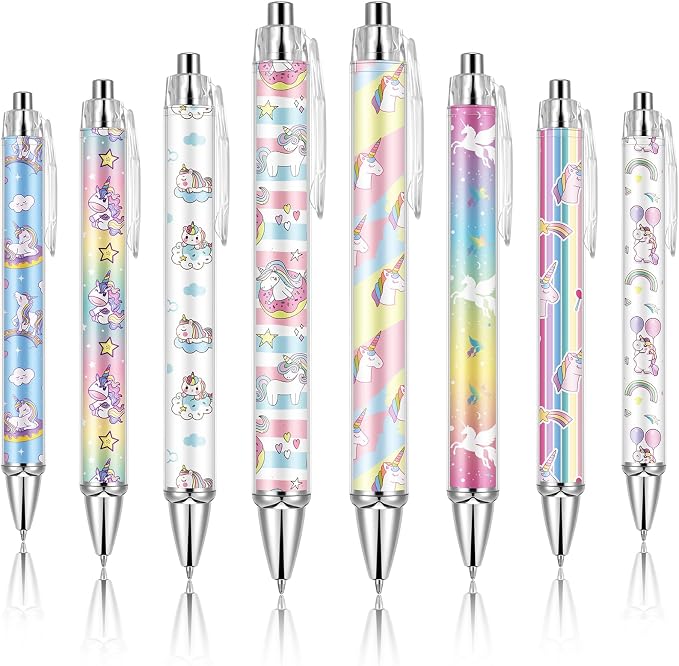 Ireer 8 Pcs Ballpoint Pens for Women 1.00 mm Cute Black Ink Fancy Pens Fine by Ireer