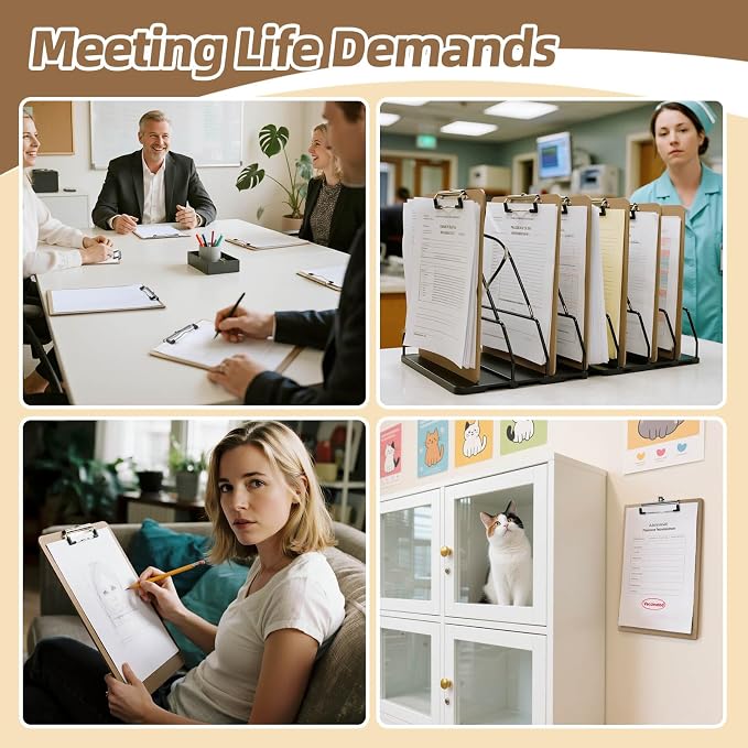 HappyHapi 16 Pack Clipboard 8.5 x 11 Letter Size Clip Boards Bulk, A4 Wooden - Image 6