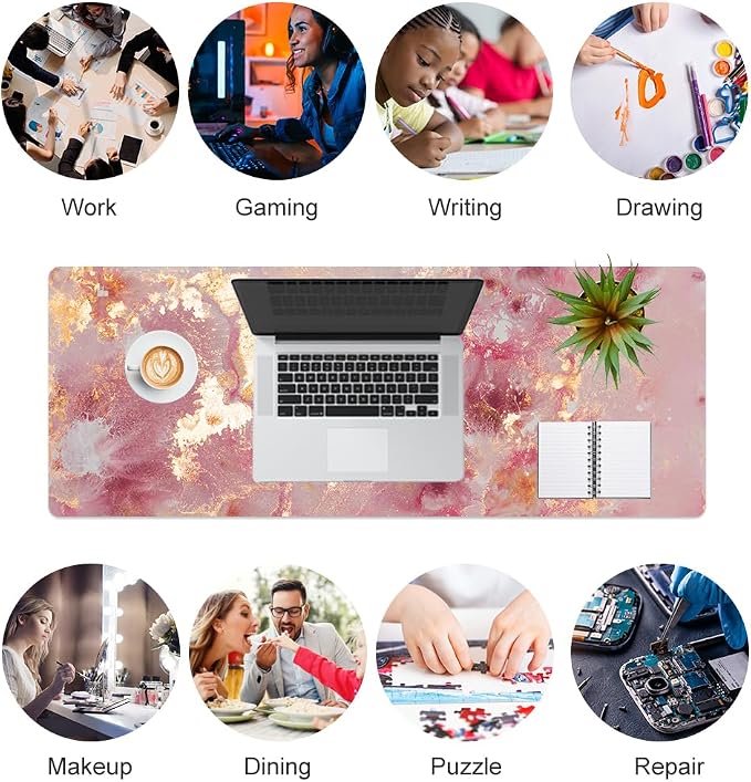 QIYI Large Mouse Pad, Cute Pink Desk Mat - Image 7