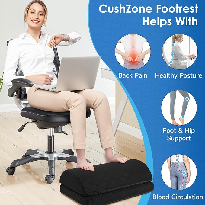 CushZone Foot Rest for Under Desk at Work Adjustable Foam for Office and Home - Image 4