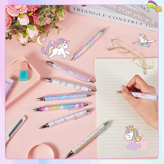 Ireer 8 Pcs Ballpoint Pens for Women 1.00 mm Cute Black Ink Fancy Pens Fine - Image 3
