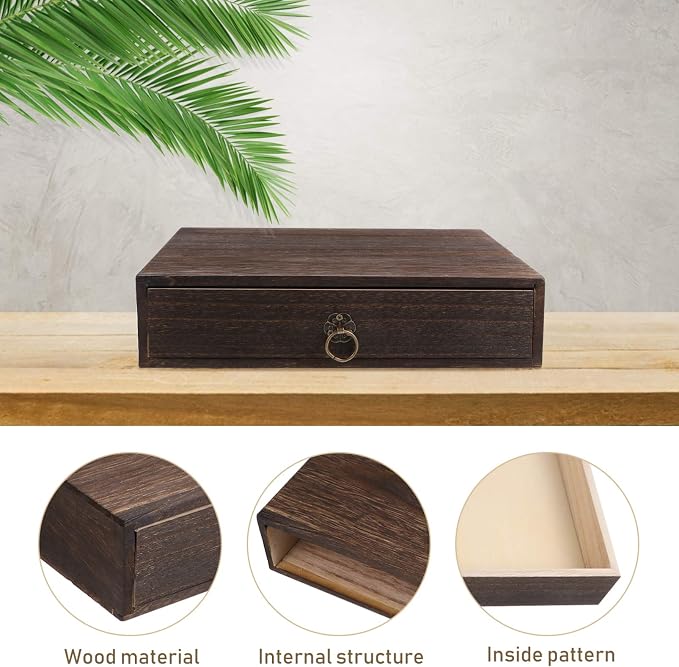 Cabilock Rustic Solid Wood Single Desktop Drawer – Vintage Apothecary Style - Image 7