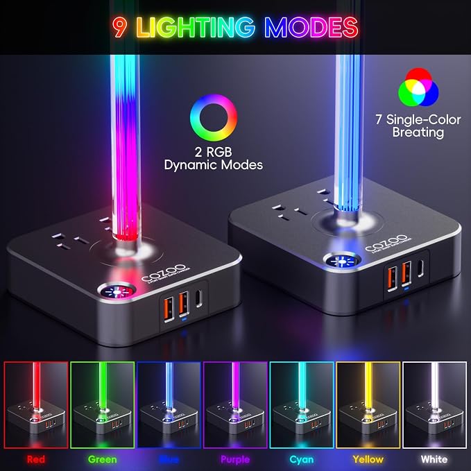 cozoo Gifts for Gamer Men All-in-One RGB Headset Stand & Charging Station | 3 - Image 2