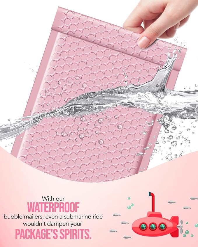 GSSUSA Light Pink Bubble Mailers 8.5X12 Inches 500 Pack, Padded Poly Bubble - Image 5