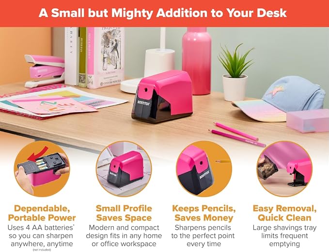 Bostitch Office Battery Pencil Sharpener, 4X Longer Cutter Life, Tip Saver - Image 3