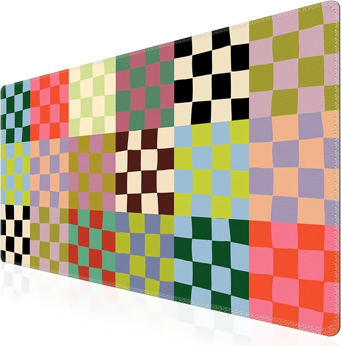 iCasso Checkered Desk Mat, Cute XXL Large Mouse Pad by iCasso