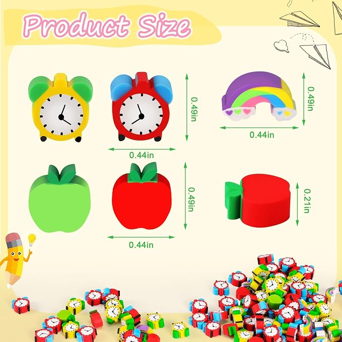 JUNEBRUSHS 150Pcs mini Apples Erasers - Image 5