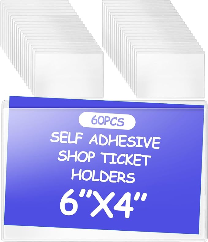 Outus 60 Pcs Self Adhesive Shop Ticket Holders Clear Plastic Sleeves Adhesive by Outus