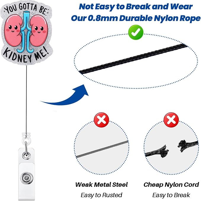 You Gotta Be Kidney Me Funny Badge Reel, Cute Retractable ID Card Badge Holder - Image 5