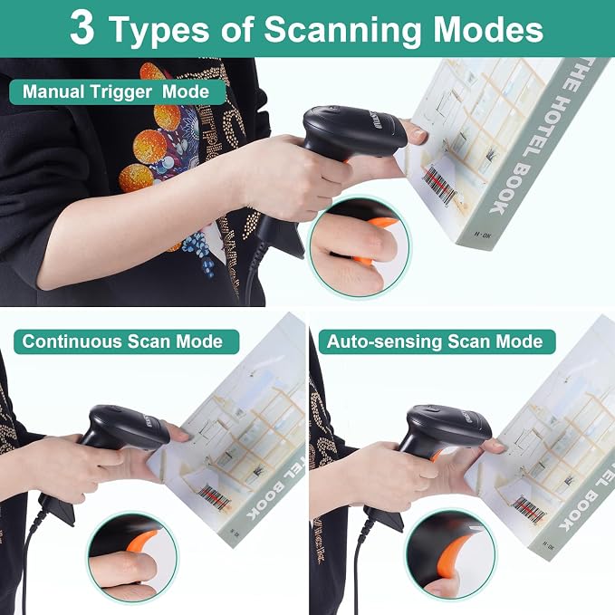USB Barcode Scanner, Handheld Wired 1D Laser Barcode Reader - Image 5