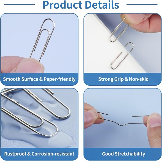 800 Pcs Jumbo Paper Clips, Large Smooth Paperclips - Image 3