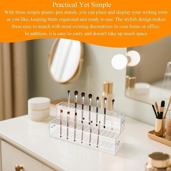 96-Slots Acrylic Pen Holder, 2-Tier Pen Display Stand - Image 3