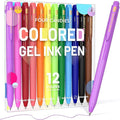 Four Candies Quick Dry Ink Colored Pens Set, 12 Colors Retractable Gel Pens by FourCandies