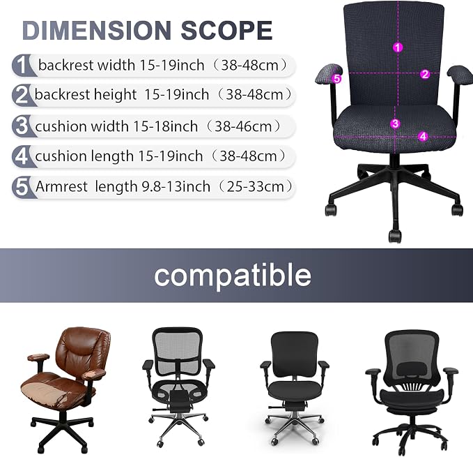 Tallew 4 Pcs Office Chair Covers Set Computer Universal Protective Stretchable - Image 2