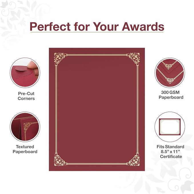 BELLE KR® Red Certificate Folders 8.5 x 11, Documents and Diplomas - Image 4