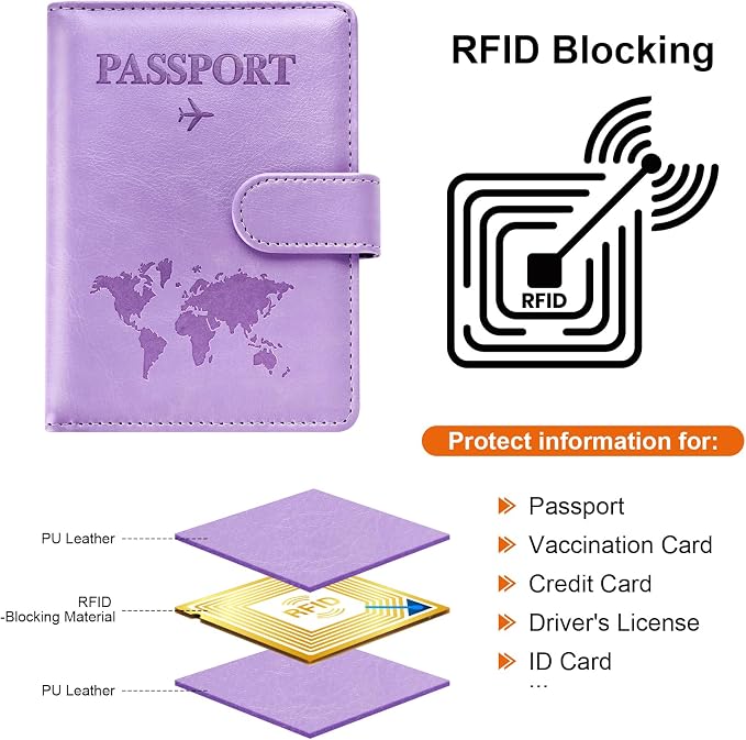 Eoehro Passport Holder for Travel Essentials, Passport Wallet Cover Case for - Image 4
