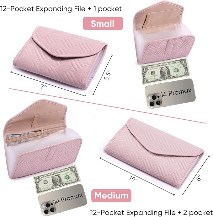 Fabric Bill Organizer with Pockets 10x6 Receipt Organizer - Image 4