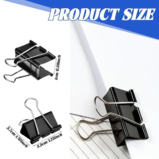 150pcs Binder Clips 1.25 Inches Medium Binder Office Clamps Black Paper Clips - Image 3