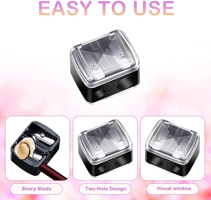 Makeup Pencil Sharpener, 4 Pack Dual Hole Cosmetic Pencil Sharpener - Image 3