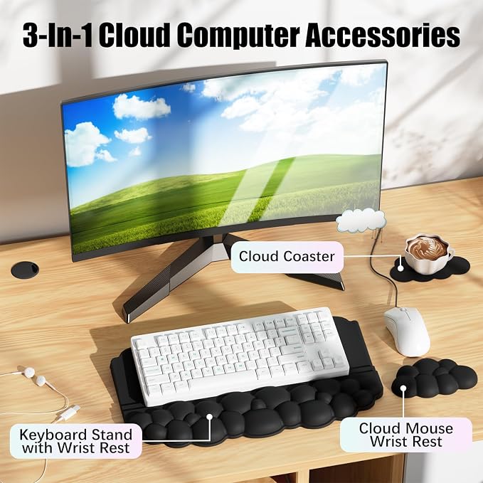 Ergonomic Wrist Rest for Keyboard and Mouse, Soft Memory Foam Cloud Keyboard - Image 4