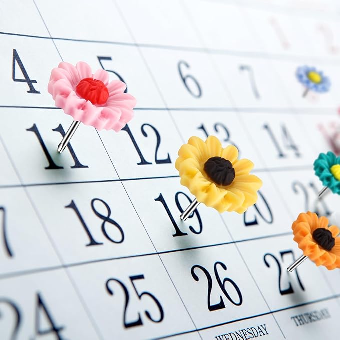 40Pcs Push Pins, Thumb Tacks for Bulletin Board, Flower Decorative Pins and - Image 4