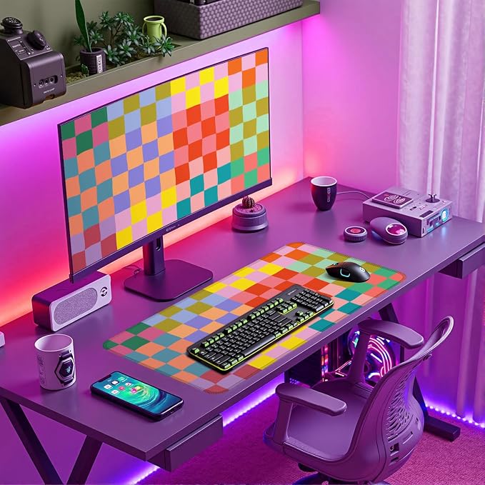 Checkered Desk Mat Retro Cute Mouse Pad XXL Large Mouse Pad, Desk Matt - Image 4