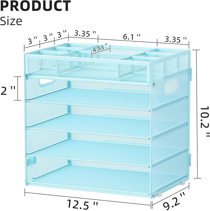 Marbrasse 5 Tier Paper Organizer Letter Tray, Mesh Desk File Organizer - Image 2