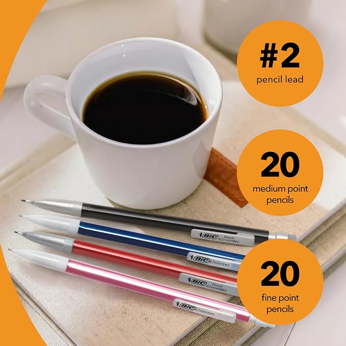 Bic Mechanical Pencil #2 EXTRA SMOOTH, 40 Pack Of Twenty 0.5mm, and Twenty 0.7 - Image 4