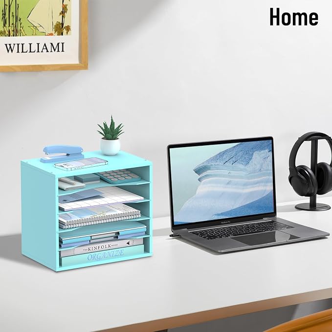 5-Tier Wood Desk Organizer, Paper Tray Organizer - Image 7