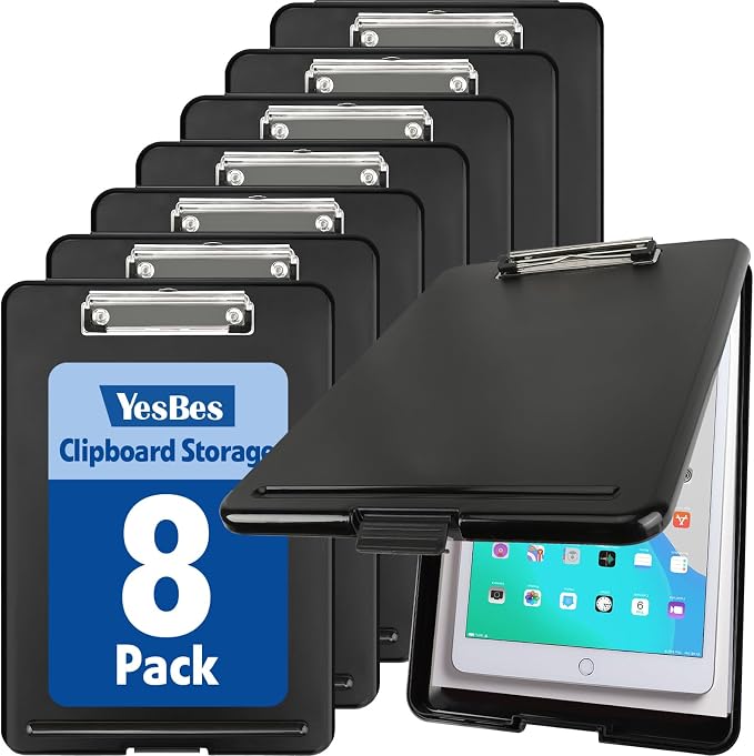 8 Pack Clipboard with Storage, High Capacity Storage Clipboard 8.5 x 11 with by YesBes