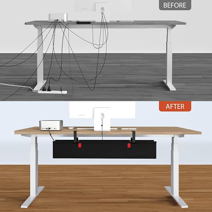 Univivi No Drill Under Desk Cable Management Tray, Clamp/Screw Mount Desk Cable - Image 7