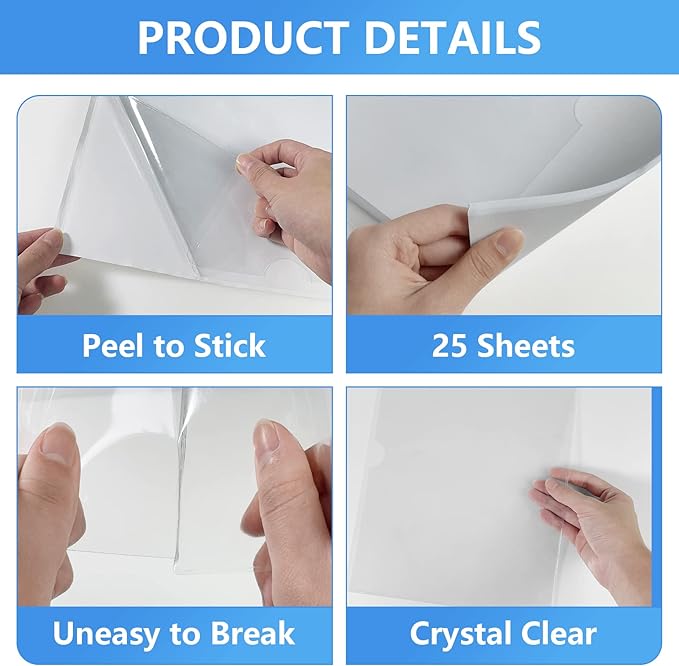8.5" x 11" Peel & Stick Letter Size Pocket, Crystal Clear 8.5 x 11 Adhesive - Image 3
