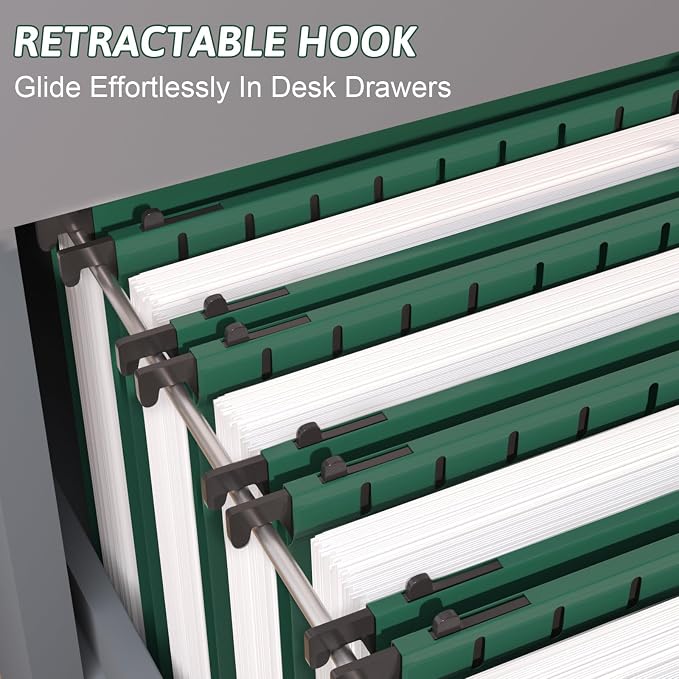 Plastic Hanging File Folder Extra Capacity, 12 Pack Reinforced Hang Folders - Image 5