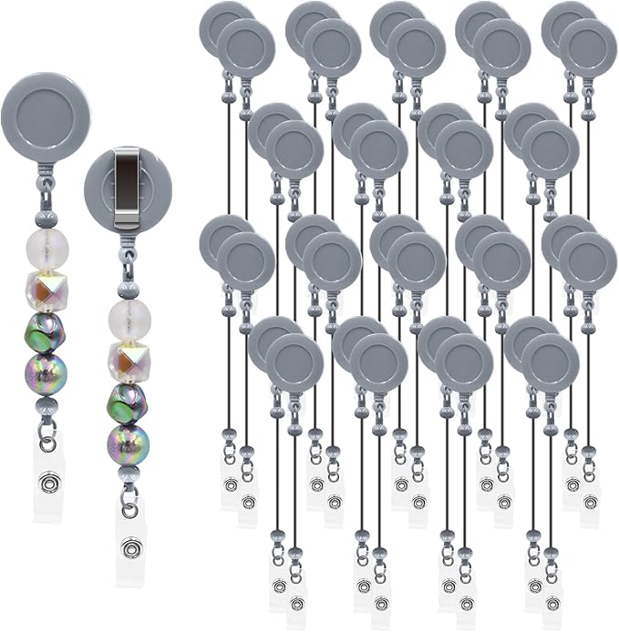 60pcs Gray Beadable Badge Reels Making Kits by Unknown