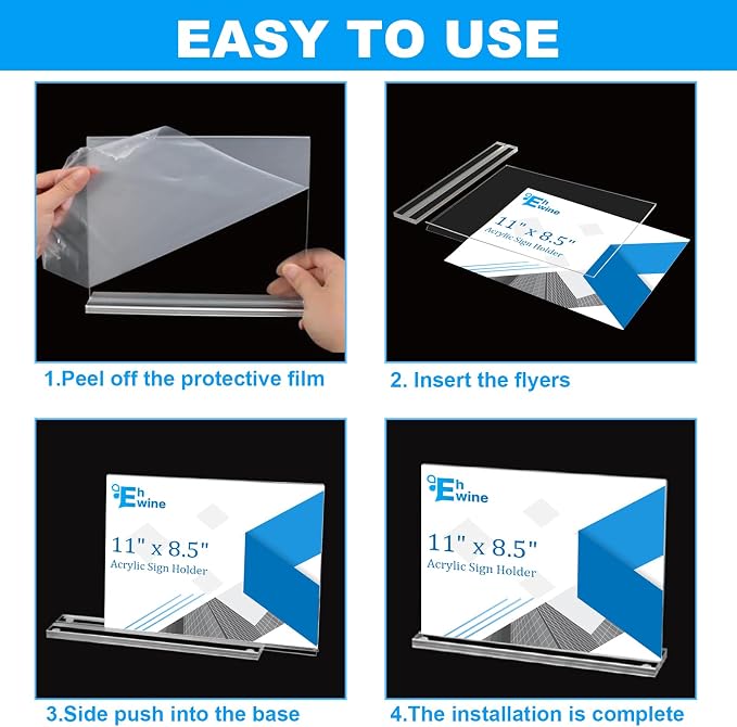 EHWINE 10 Pack Acrylic Sign Holder 8.5 x 11 Horizontal, Double-Sided Stand up - Image 5