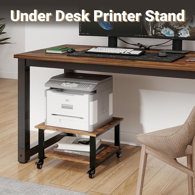 Natwind 2 Tier Laser Printer Stand, Retro | Large Printer Table Copier Stand - Image 5