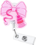 Pink Ultrasound Tech Bow Funny Sonogram Nurse Badge Reel, Cute Retractable ID by LINAYOHA