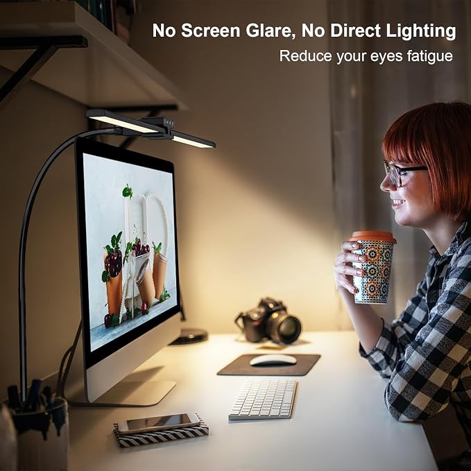 24W Led Desk Lamps with Clamp for Office Home, 31.5-in Double Head, Dimmable 4 - Image 5