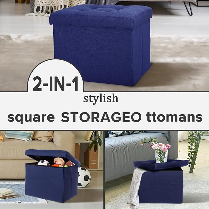 LINMAGCO Small Storage Ottoman Stool Foot Rest Stool Under Desk Stool Short - Image 6