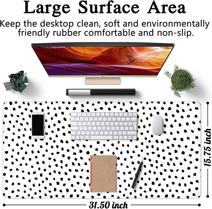 Boho Desk Mat, Polka Dot Large Mouse Pad Desk Pad Boho Desk Accessories - Image 6