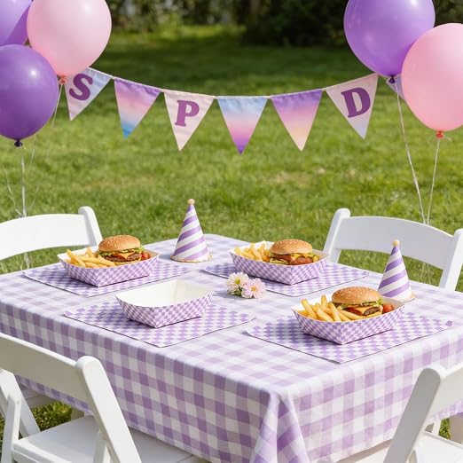 Geosar 100 Pcs Gingham Party Supply Disposable Paper Food Tray Bulk Disposable - Image 6