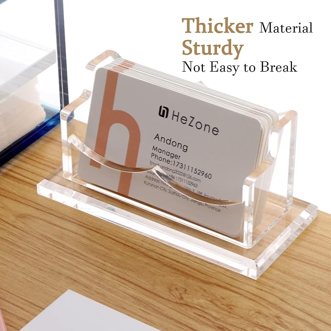 HeZone Business Card Holder for Desk Display, Business Cards Case Rack 1 Pack - Image 2