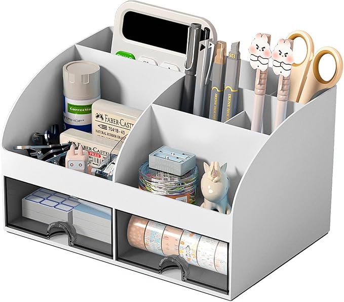COMFYROOM Desk Organizer with 6 Compartments and 2 Drawers, Plastic Makeup by COMFYROOM