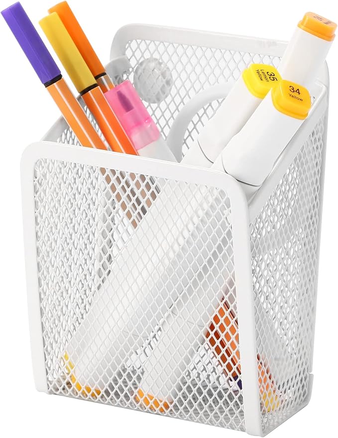 Magnetic Pencil Holder, Mesh Stainless Steel Pen Basket, Metal Writing Utensil by Sanpaint
