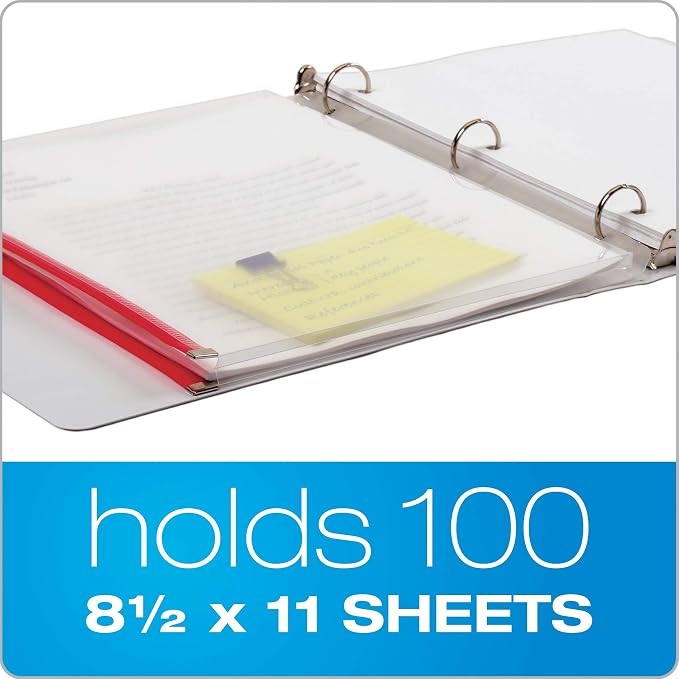 Cardinal Plastic Zippered Binder Pockets, 3-Hole Punched, Fits Full Letter Size - Image 3